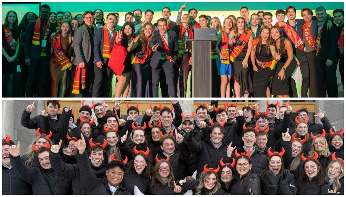 La délégation de la Faculté des sciences et de génie (haut) a terminé troisième au classement général. Celle de FSA ULaval (bas) a pris le deuxième rang avec une récolte de 8 podiums sur 12 épreuves.