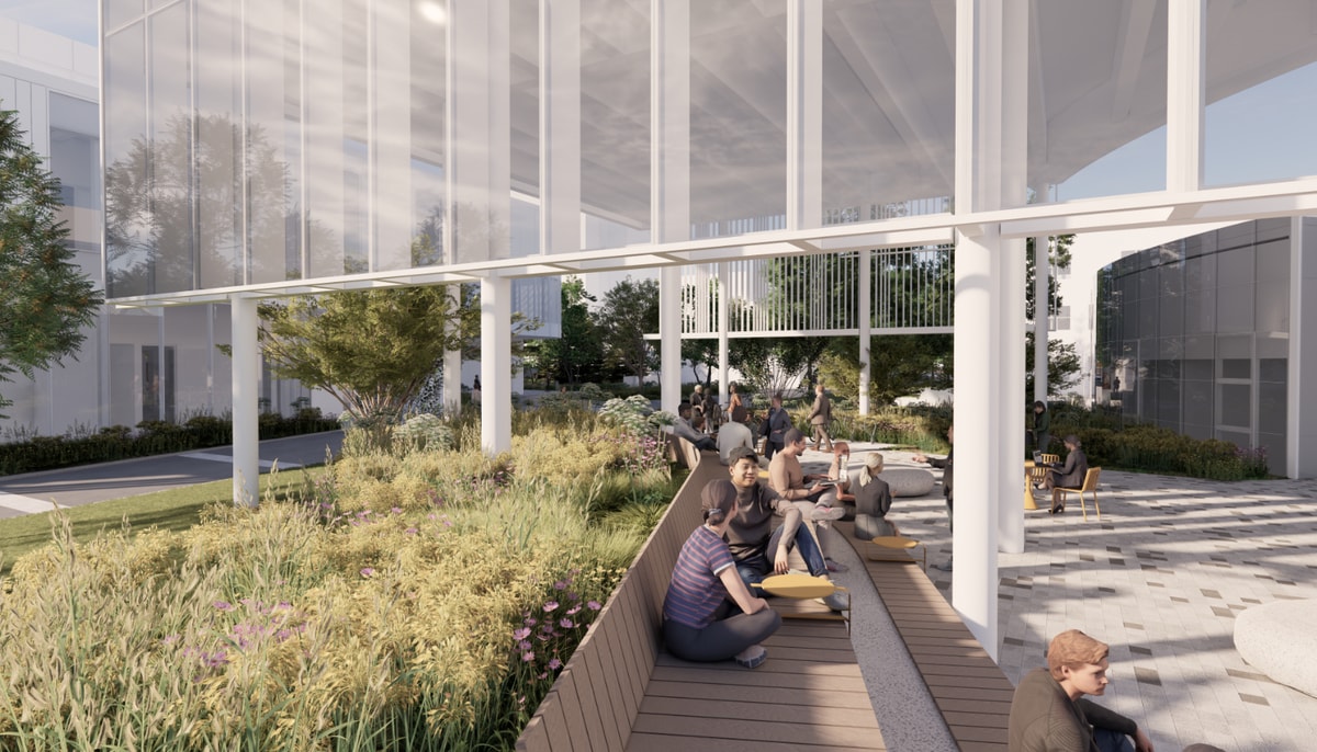 Représentation de la microforêt vue du futur Carrefour international Brian-Mulroney