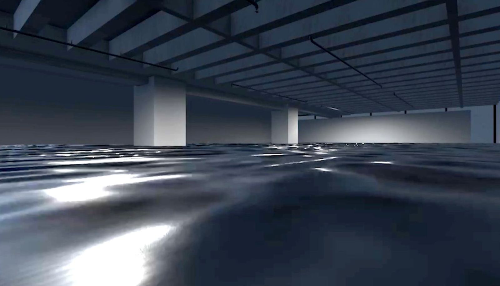 Image tirée de la réalité virtuelle de l'exposition Quand les flots bleus de la rivière et la pluie de la haute-ville atteindront la galerie. Essai sur les DÉBORDEMENTs.