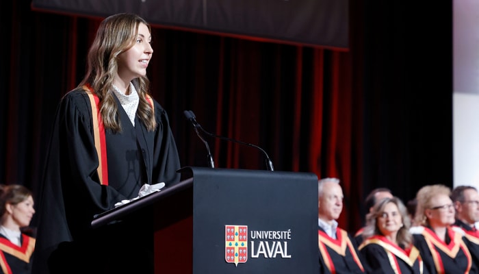 Émilie Germain, lors de son discours à l’intention des diplômées et diplômés