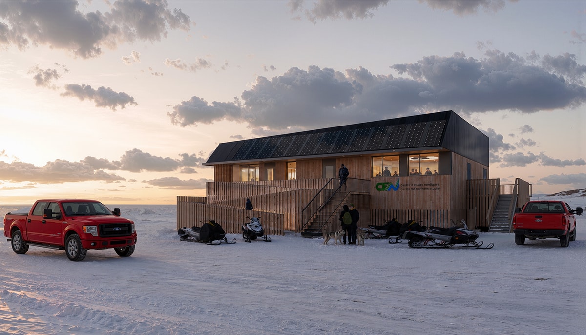 Perspective extérieure de la station de recherche à Umiujaq