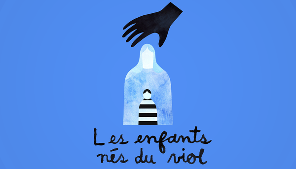 Les enfants nés du viol est un documentaire sonore en 5 épisodes sur un sujet difficile. «Mais il y a aussi de la beauté et de la bienveillance dans le documentaire. Comme le titre est assez violent, je voulais qu'il y ait de la douceur dans l'image. Il y a un enfant qui porte un gilet de prisonnier parce que, au 5e épisode, une maman dit que son enfant est prisonnier une semaine sur deux, la semaine chez son géniteur. Il y a une dame derrière qui protège l'enfant, et une main qui représente la violence, l'empreinte invisible du géniteur. Cette violence contraste avec la douceur du bleu, et ce contraste dénote le ton bienveillant dans le traitement du sujet», explique Maude Petel-Légaré, la réalisatrice.