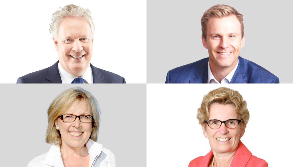 <p>Les politiciens canadiens d’expérience Jean Charest, Brian Gallant, Elizabeth May et Kathleen Wynne</p>