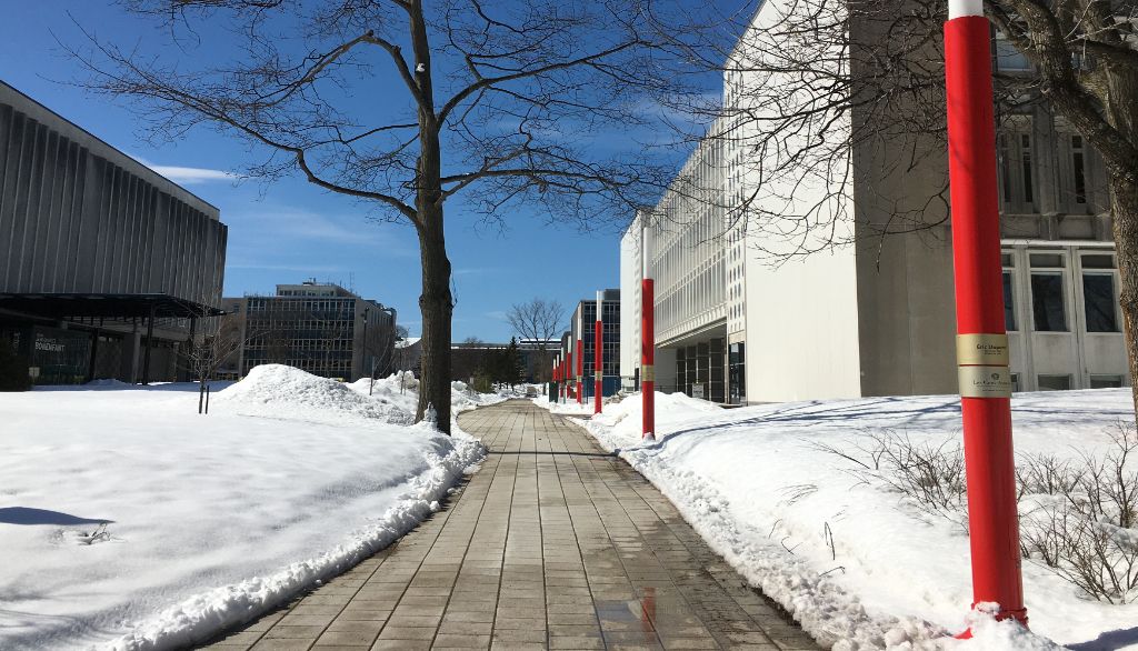 La Promenade des Cent-Associés, entre les pavillons Jean-Charles-Bonenfant et Charles-De Koninck à l'Université Laval.