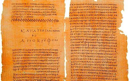 <p>Dans le codex II, l'Évangile selon Thomas, dont on voit ici le début, contient 114 paroles attribuées à Jésus le Vivant.</p>