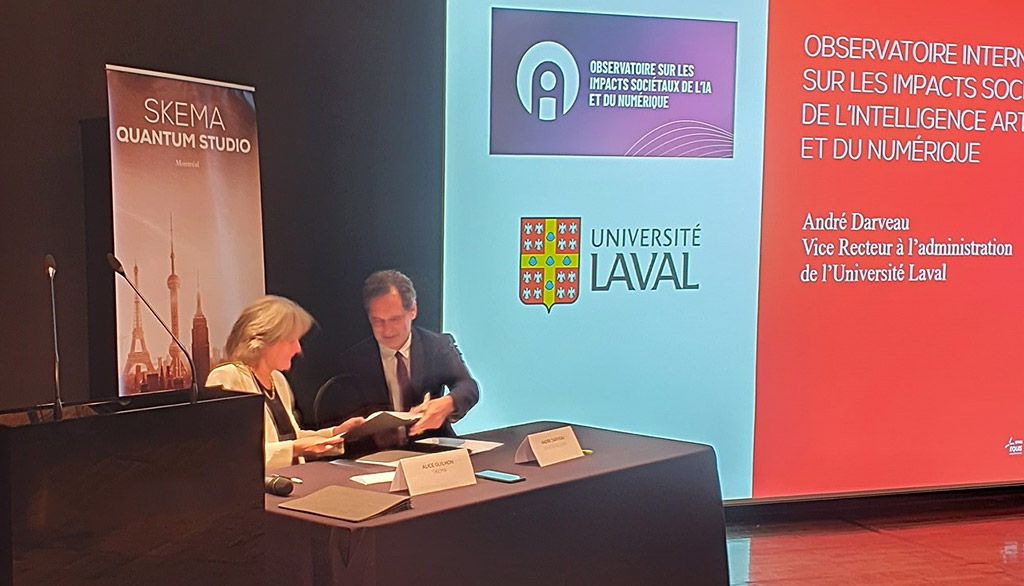 <p>La directrice générale de l’établissement français, Alice Guilhon, et le vice-recteur à l’administration de l’Université Laval, André Darveau, ont officialisé les intentions de collaboration des deux établissements.</p>