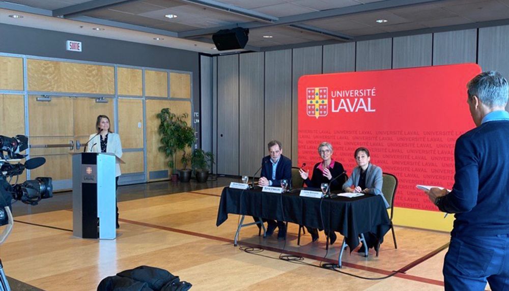 Les journalistes ont eu l’occasion de poser leurs questions à la direction de l’Université Laval lors de la conférence de presse du 24 mars 2023. 