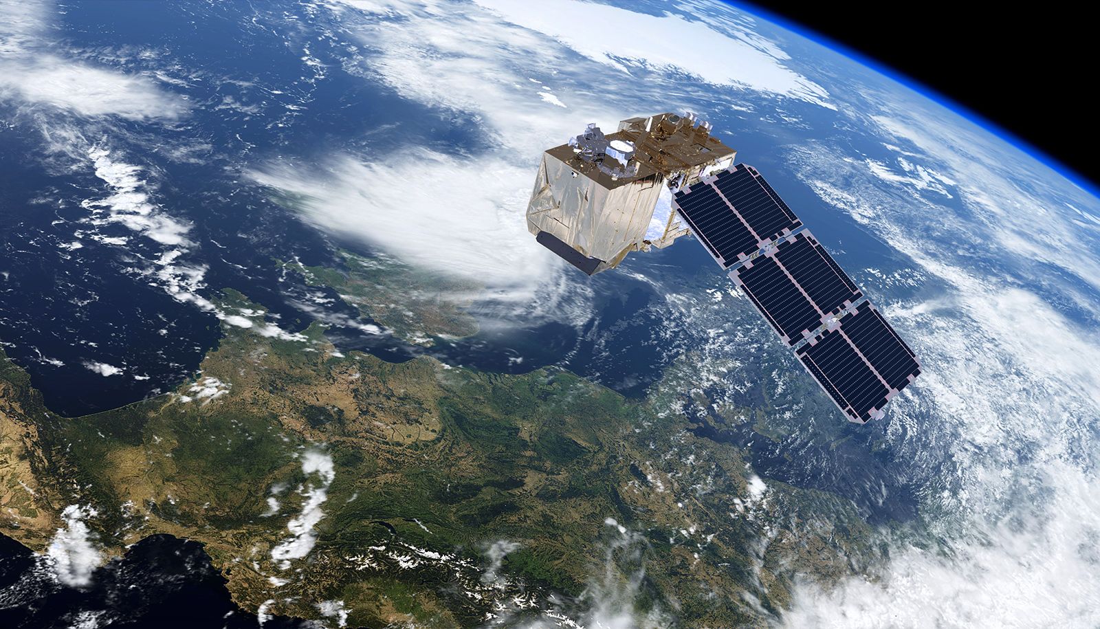 <p>Photo d’un satellite d’observation de la Terre Sentinel-2 du programme Copernicus de l’Agence spatiale européenne. L’objectif du programme est de fournir aux pays européens des données complètes et actualisées leur permettant d’assurer le contrôle et la surveillance de l’environnement terrestre.</p>