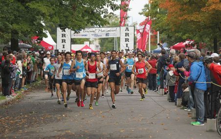 Les nombreux participants courent ou marchent sur un parcours sans difficulté.