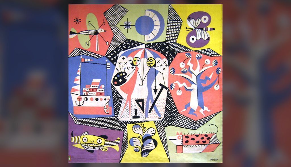 <p>Allégories, tapisserie réalisée par Alfred Pellan en 1955.</p>